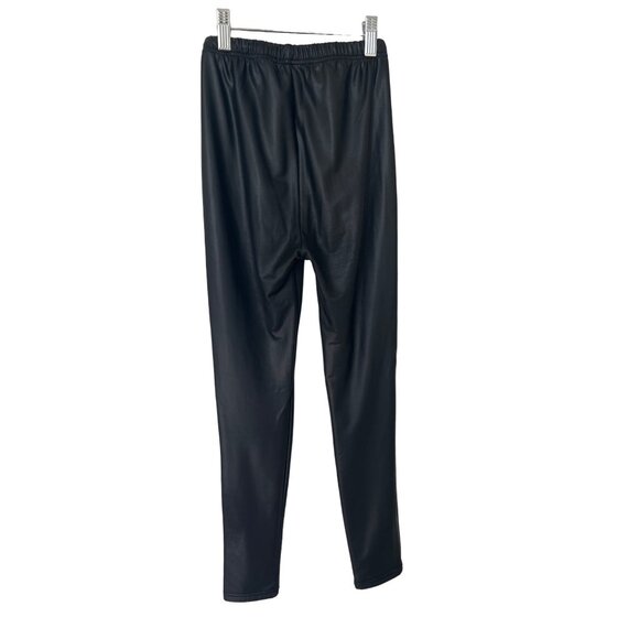 Plush Black Faux Leather Fleece Lined Liquid Leggings - Picture 6 of 6